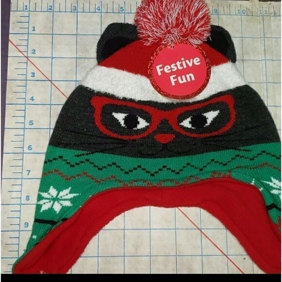 *NEW* FESTIVE CAT HAT WITH BRAIDS - Picture 2 of 5